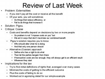 Review of Last Week