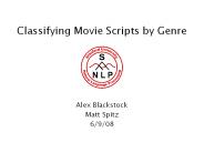 Classifying Movie Scripts by Genre