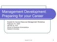 Management Development: Preparing for your Career PowerPoint PPT Presentation