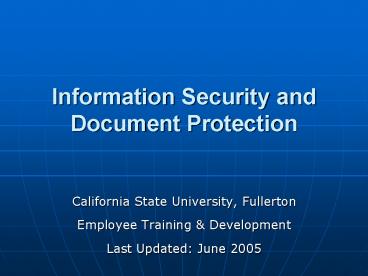 Information Security and Document Protection