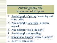 Autobiography and Statement of Purpose