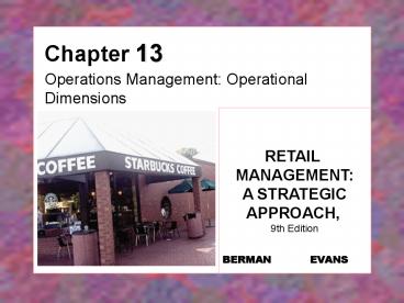 Operations Management: Operational Dimensions