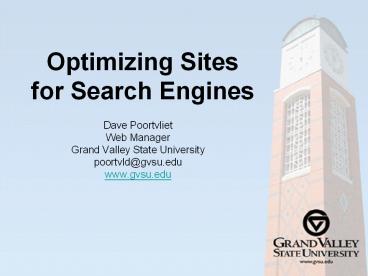 Optimizing Sites for Search Engines