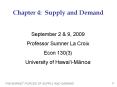 Chapter 4: Supply and Demand PowerPoint PPT Presentation