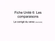 Fiche Unit 6: Les comparaisons