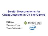 Stealth Measurements for Cheat Detection in On-line Games