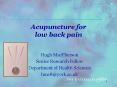 Acupuncture for low back pain PowerPoint PPT Presentation