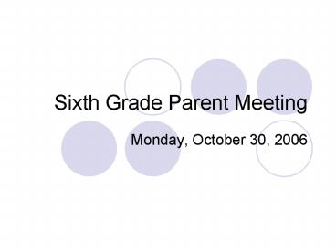 Sixth Grade Parent Meeting