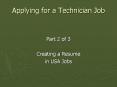 Applying for a Technician Job PowerPoint PPT Presentation