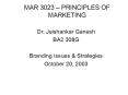 MAR 3023 PRINCIPLES OF MARKETING PowerPoint PPT Presentation