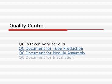 PPT – Quality Control PowerPoint presentation | free to download - id ...