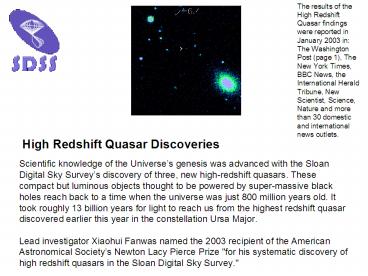High Redshift Quasar Discoveries