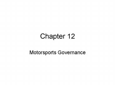 Motorsports Governance