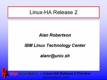 LinuxHA Release 2