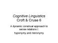 Cognitive Linguistics Croft PowerPoint PPT Presentation