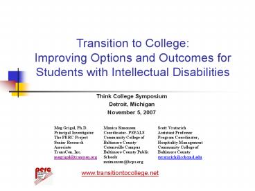 College Career Connection C3 Institute for Community Incl