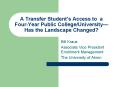 A Transfer Students Access to a FourYear Public CollegeUniversityHas the Landscape Changed PowerPoint PPT Presentation