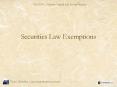 Securities Law Exemptions PowerPoint PPT Presentation