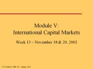 Module V: International Capital Markets