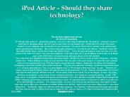 iPod Article Should they share technology