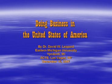 Doing Business in the United States of America