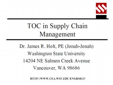 TOC in Supply Chain Management