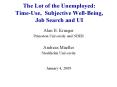 The Lot of the Unemployed: TimeUse, Subjective WellBeing, Job Search and UI PowerPoint PPT Presentation