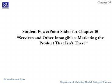 Department of Marketing, Mitchell College of Business