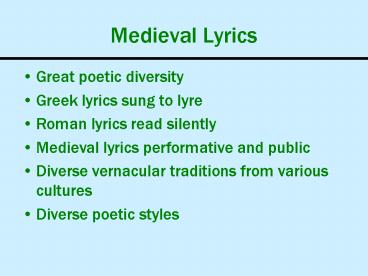 PPT – Medieval Lyrics PowerPoint presentation | free to view - id: c274