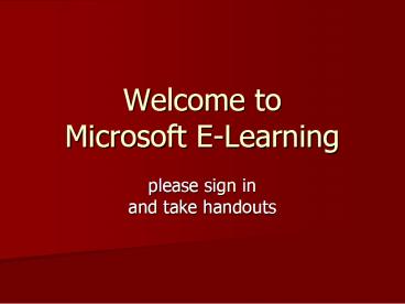 Welcome to Microsoft ELearning