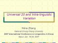 Universal 20 and Intralinguistic Variation PowerPoint PPT Presentation