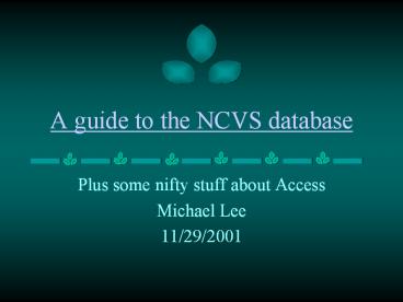 A guide to the NCVS database