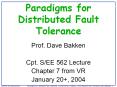 Paradigms for Distributed Fault Tolerance PowerPoint PPT Presentation