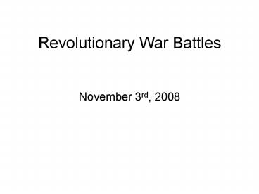 Revolutionary War Battles