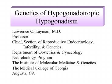 Genetics of Hypogonadotropic