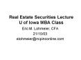 Real Estate Securities Lecture U of Iowa MBA Class PowerPoint PPT Presentation