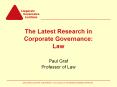 The Latest Research in Corporate Governance: Law PowerPoint PPT Presentation
