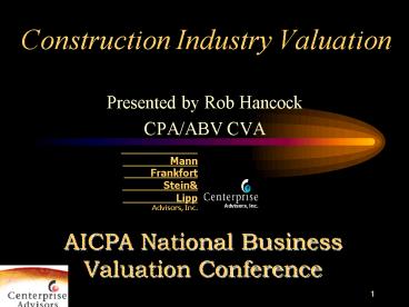 Construction Industry Valuation