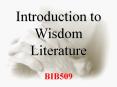 Introduction to Wisdom Literature PowerPoint PPT Presentation