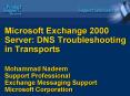 Microsoft Exchange 2000 Server: DNS Troubleshooting in Transports Mohammad Nadeem Support Profession PowerPoint PPT Presentation
