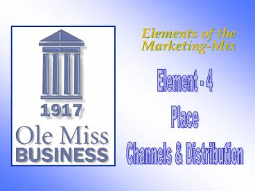 Elements of the MarketingMix