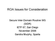 Sandra Murphy, Sparta. ROA Issues