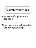 Gang Awareness PowerPoint PPT Presentation