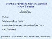 Potential of profiling floats to enhance NASA