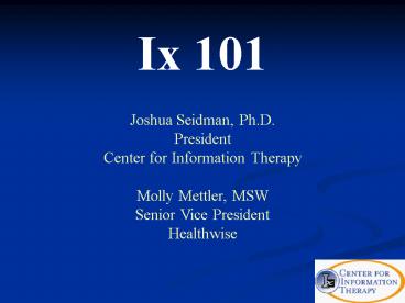 Joshua Seidman, Ph.D.