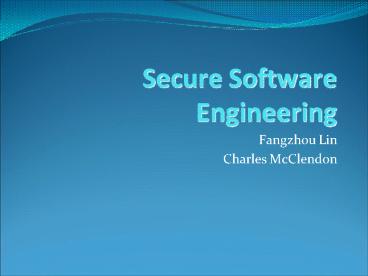 Secure Software Engineering