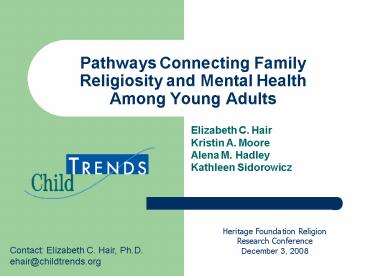 Pathways Connecting Family Religiosity and Mental Health Among Young Adults