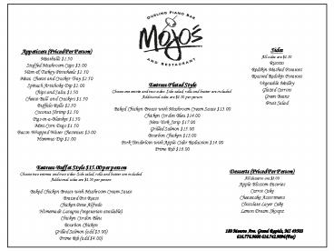 Desserts Priced Per Person