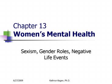 Chapter 13 Womens Mental Health