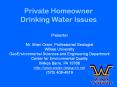 Private Homeowner Drinking Water Issues PowerPoint PPT Presentation